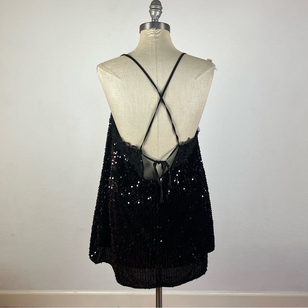 Free People That Girl Sequin Slip in Black - Picture 6 of 8